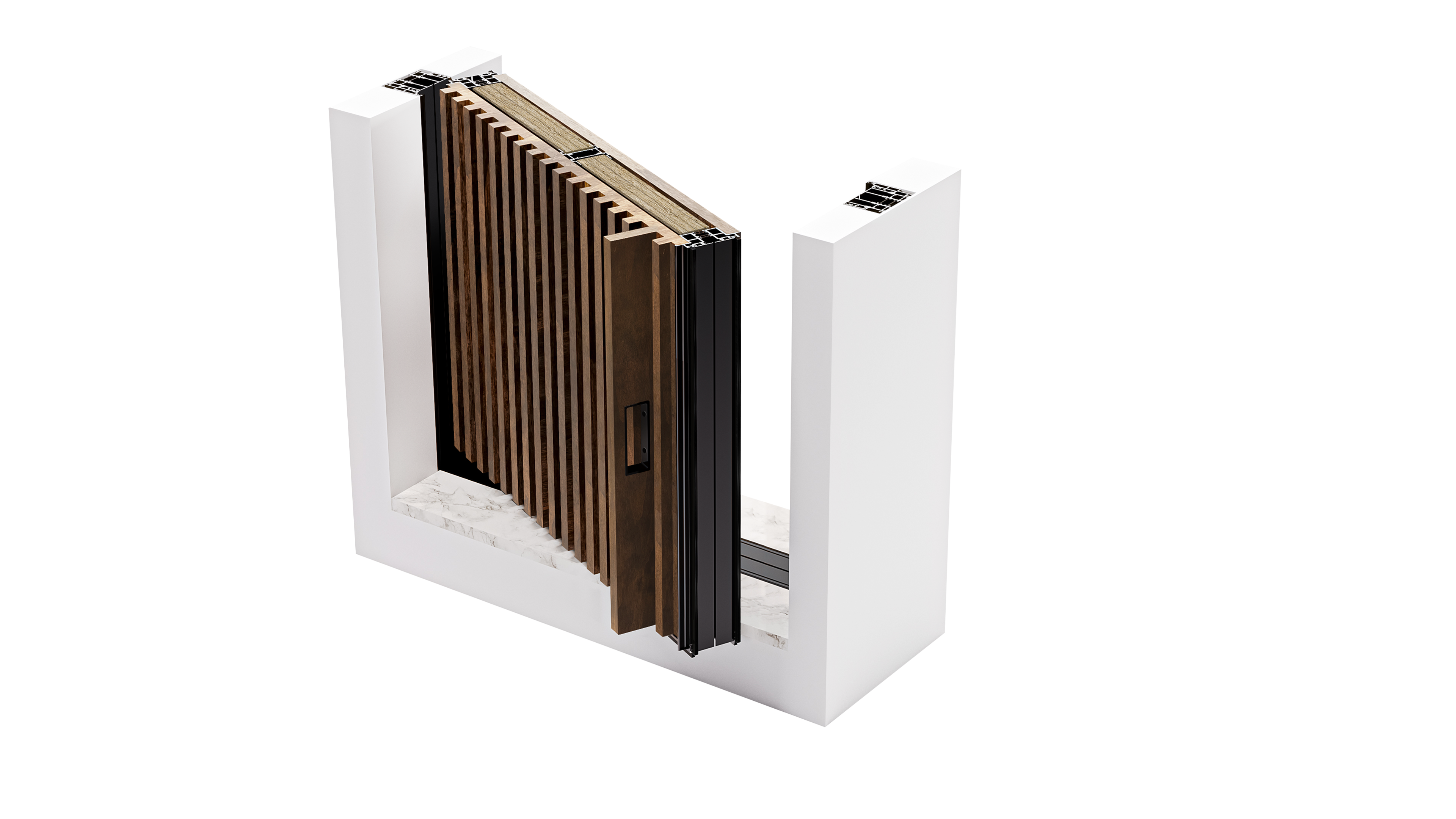 HYPIWOOD - Slatted + Smooth panels - 1 Handle - Open - Color B