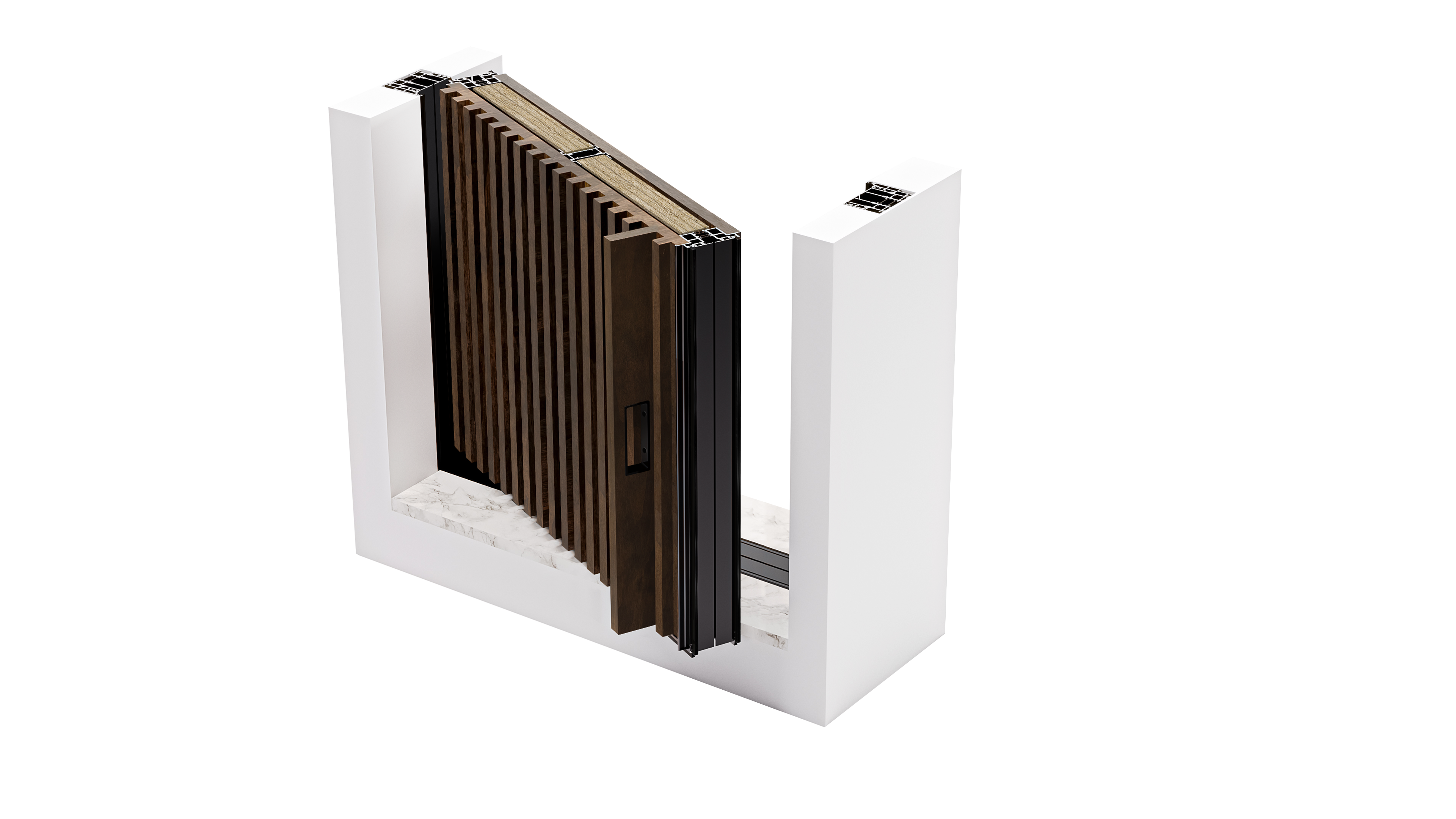 HYPIWOOD - Slatted + Smooth panels - 1 Handle - Open - Color C