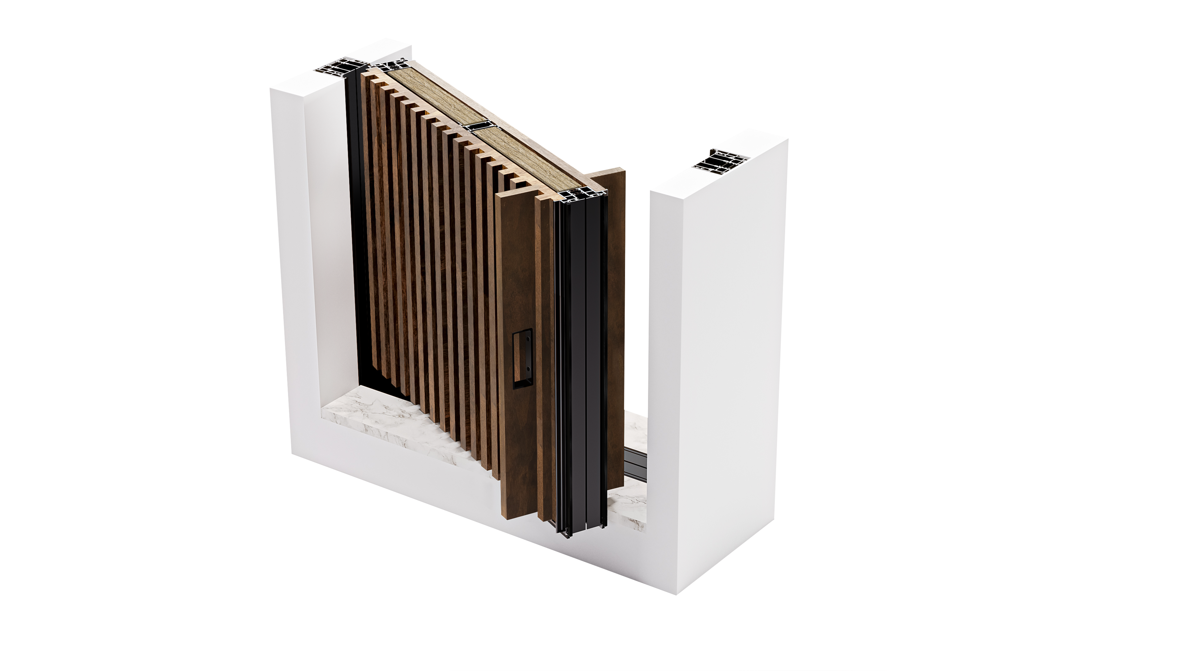 HYPIWOOD - Slatted + Smooth panels - 2 Handles - Open - Color B