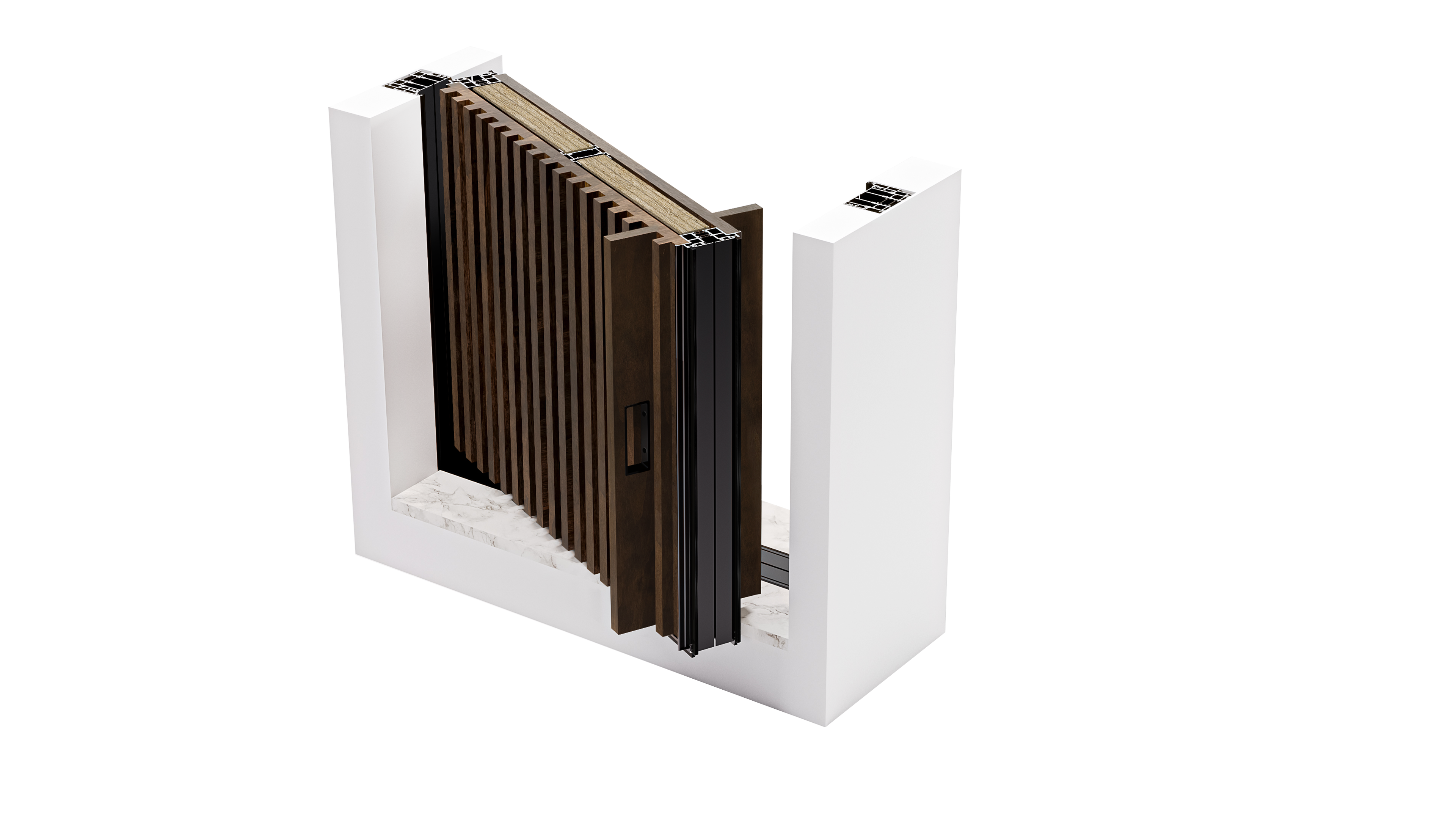 HYPIWOOD - Slatted + Smooth panels - 2 Handles - Open - Color C