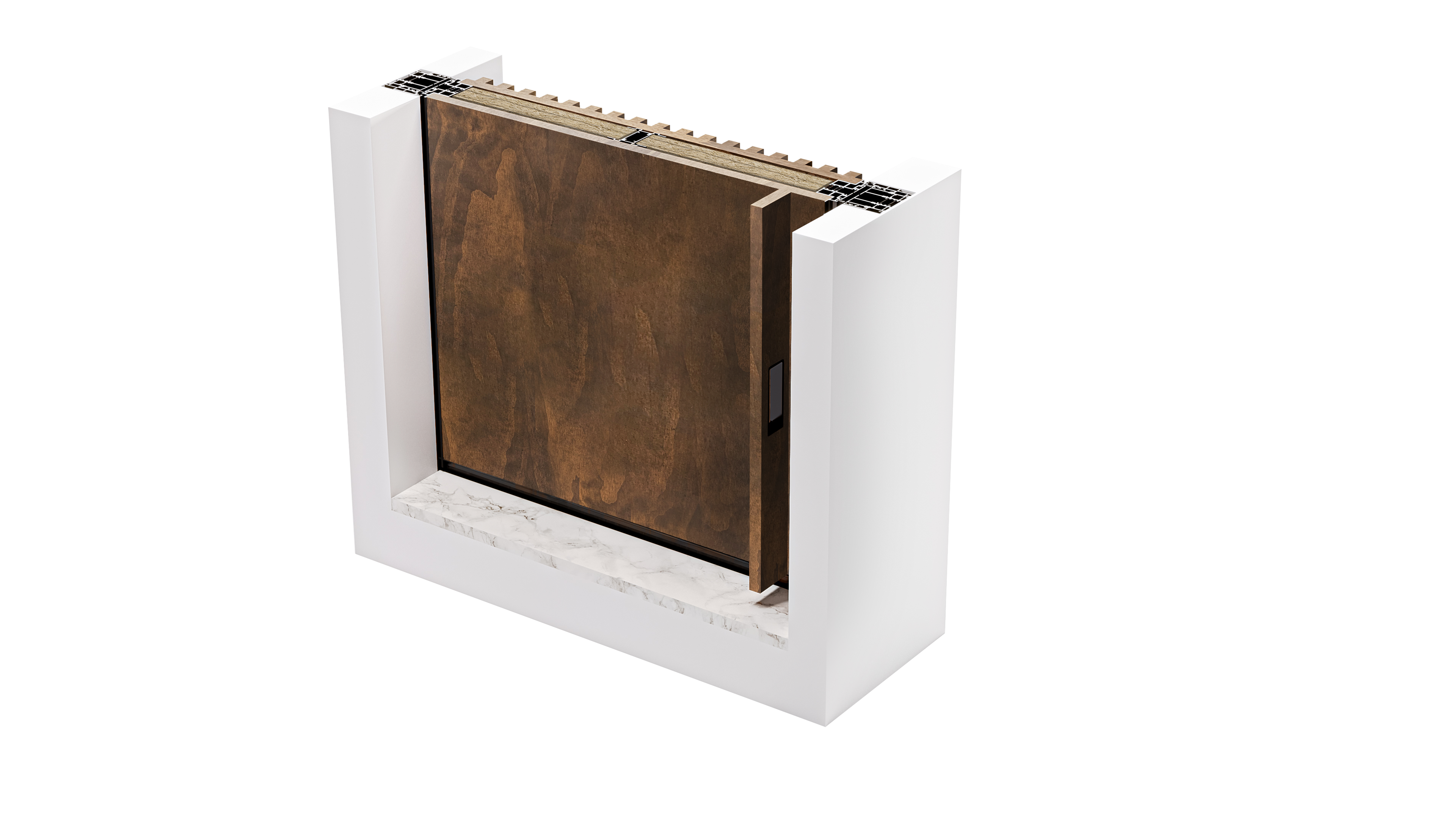 HYPIWOOD - Smooth + Slatted panels - 1 Handle - Closed - Color B