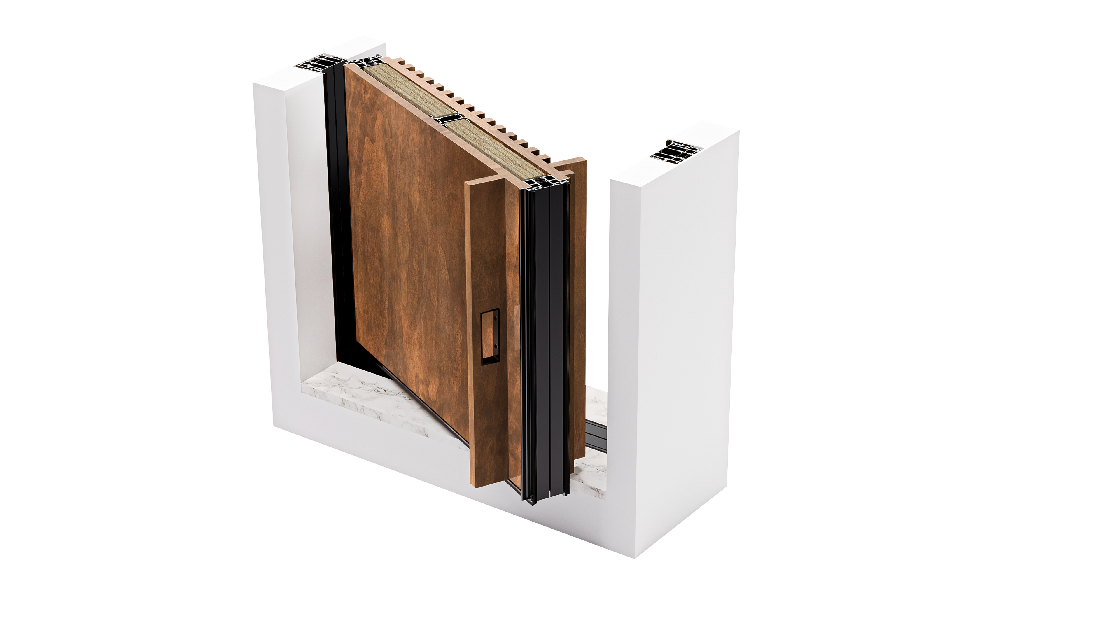 HYPIWOOD - Smooth + Slatted panels - 2 Handles - Open - Color A