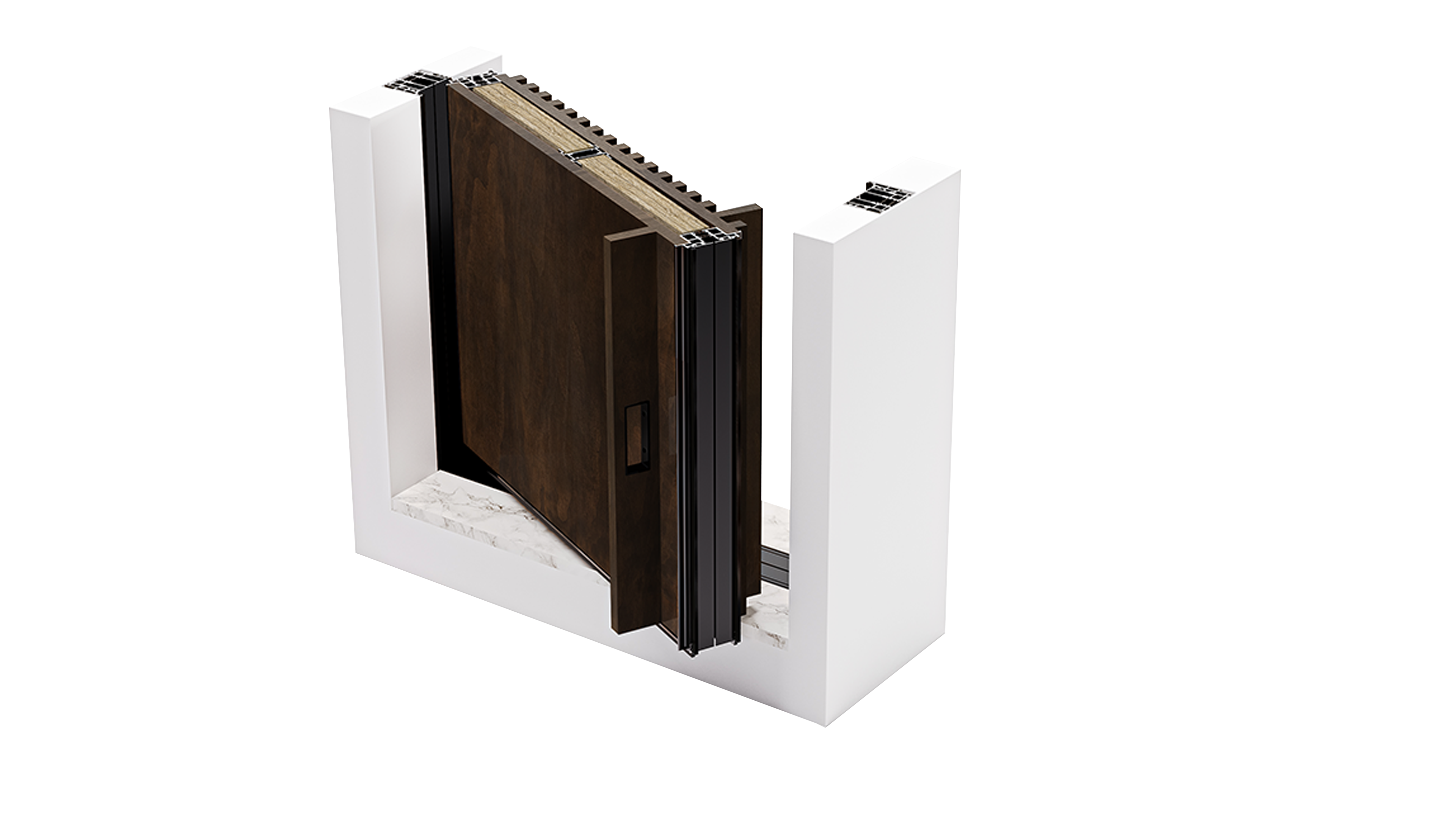 HYPIWOOD - Smooth + Slatted panels - 2 Handles - Open - Color C